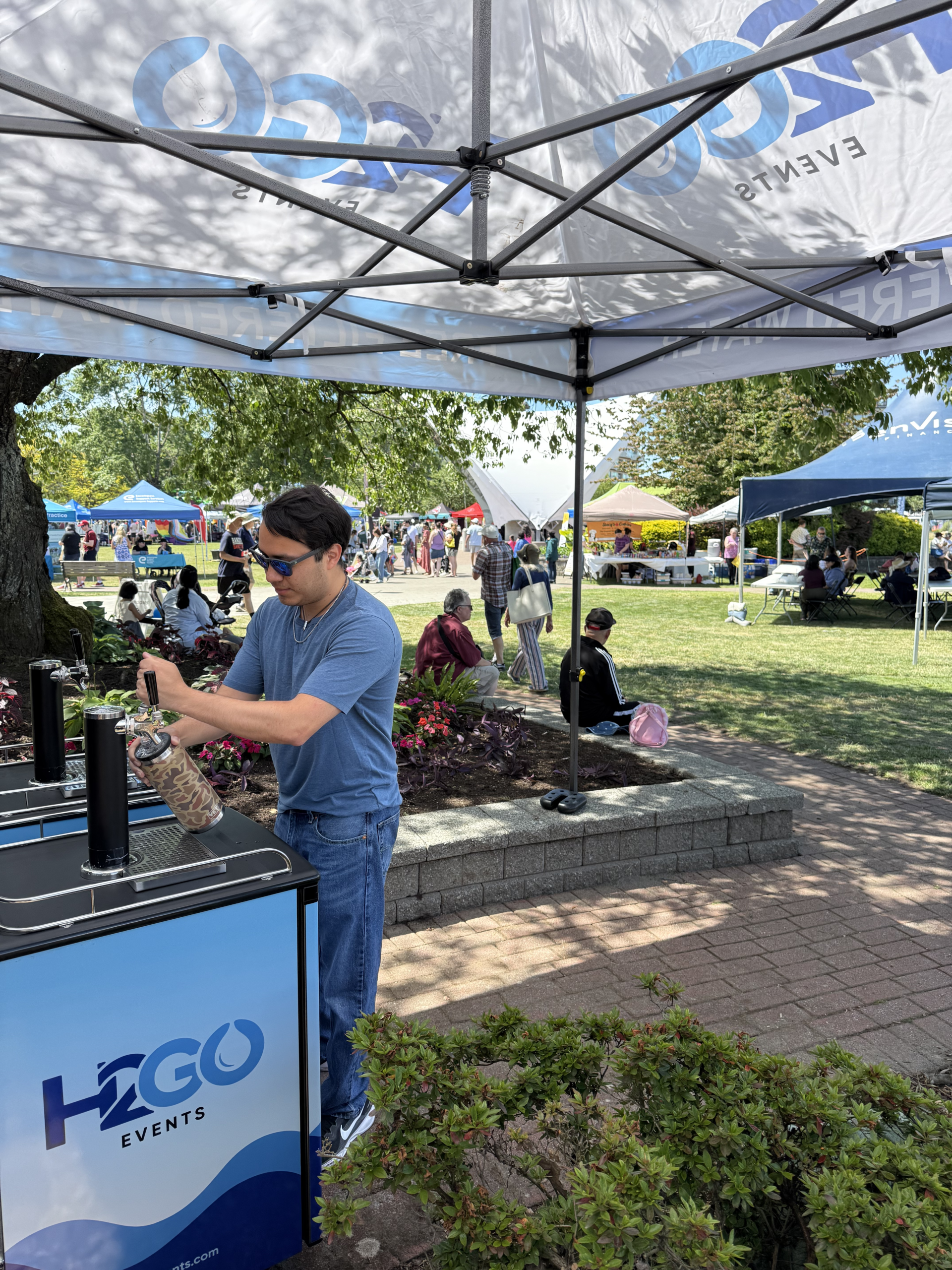 H2GO water refill station at an outdoor event
